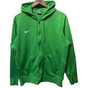 Vintage 00s 10s Green Nike Therma-fit small swoosh full zip tech elite hoodie